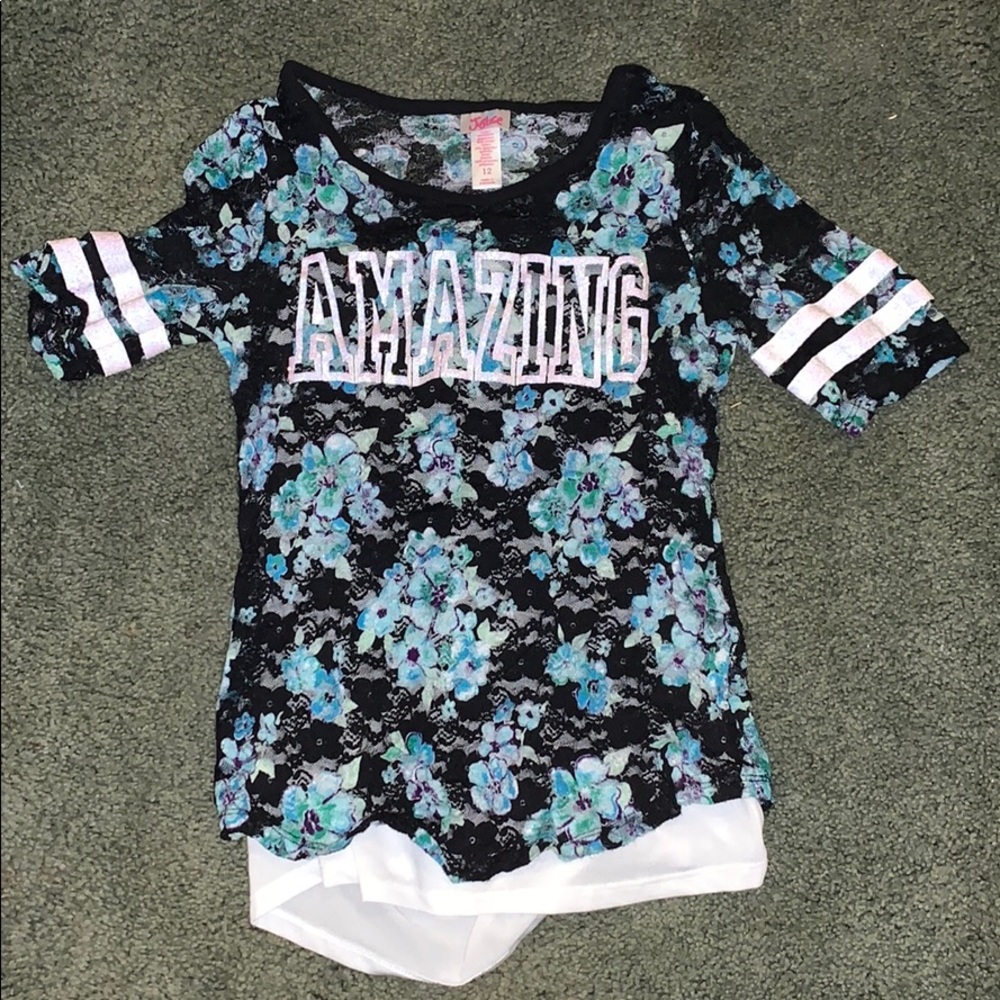 Girls Size 12 Justice shirt, with built in cami